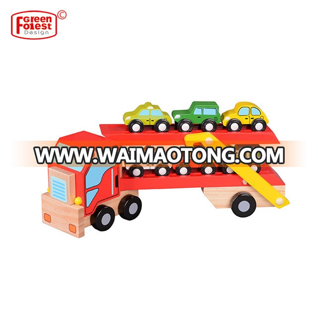 Promotional children play Non-toxic Wood Mini Car Toys For Kids Carrier Wooden Car