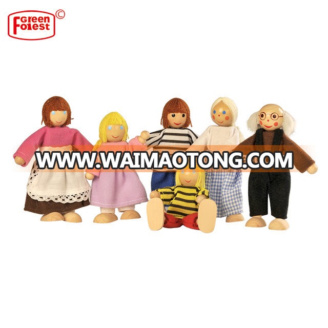 Happy Doll Family for Kids Wooden Joint Puppet Maumet Fun Role Playing Wooden Dolls