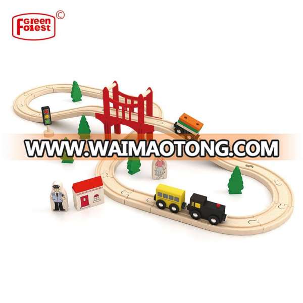 Wooden Train Track Set 37 Piece Railway Track- 100% Compatible with All Major Brands